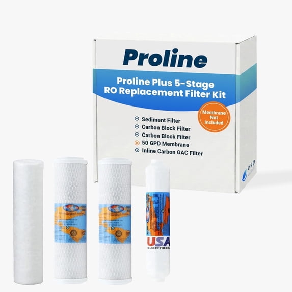 Proline Plus RO Filter Kit, 1-Year Replacement Bundle, USA Made, No Membrane