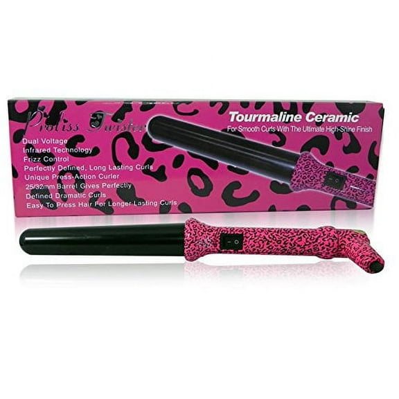 Proliss Authentic NIB Animal Twister Pink Leopard (Cheetah) 25mm Curling Iron