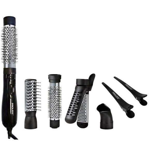 Proliss PROAIRBK-131 AirStyler 4-in-1 Interchangeable Styling Set w/ Sectioning Hair Clips - Black