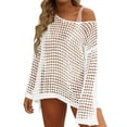 thumbnail image 1 of Prolrity Women's White Crochet Hollow Out Long Sleeve Swimwear Cover, One Size, 1 of 9