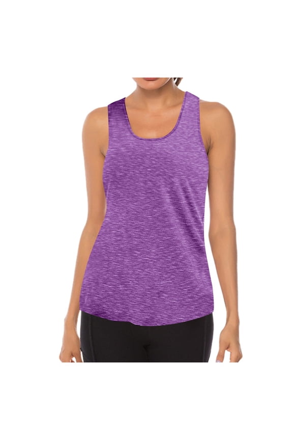 Athletic Gym Workout Tops for Women Backless Workout O-Neck Yoga Sleeveless Women's Tops Tank Breathable Women's Blouse Tank Top for Women, Womens Tops Purple M