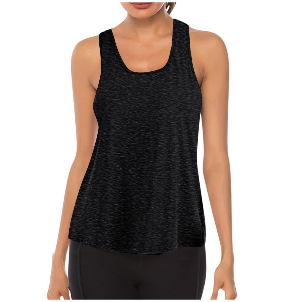 Workout Tops For Women Cross Backless Tank Tops Loose Fit Athletic Running Tank Tops Women Gym Yoga Shirts Plus Size - View #3