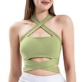 thumbnail image 1 of Prolriy Athletic Gym Workout Tops for Women, Women Bandage Neck Sleeveless Tops Running Workout Yoga Trendy Tank Sports Tops Shirts for Women, Womens Tops Green S, 1 of 9