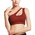thumbnail image 1 of Prolriy Athletic Gym Workout Tops for Women, Women's Sports Underwear One Shoulder Vacuous Vest Gathered Shockproof Running Sports Back Bra Yoga Clothing Shirts for Women, Womens Tops Red L, 1 of 8