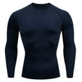thumbnail image 1 of Prolriy Athletic Workout Shirts for Men, Mens Fitness Long Sleeve Running Sports T Shirt Men Thermal Muscle Athletic Gym Compression Clothes Compression Shirt Men, Mens Shirts Blue M, 1 of 2