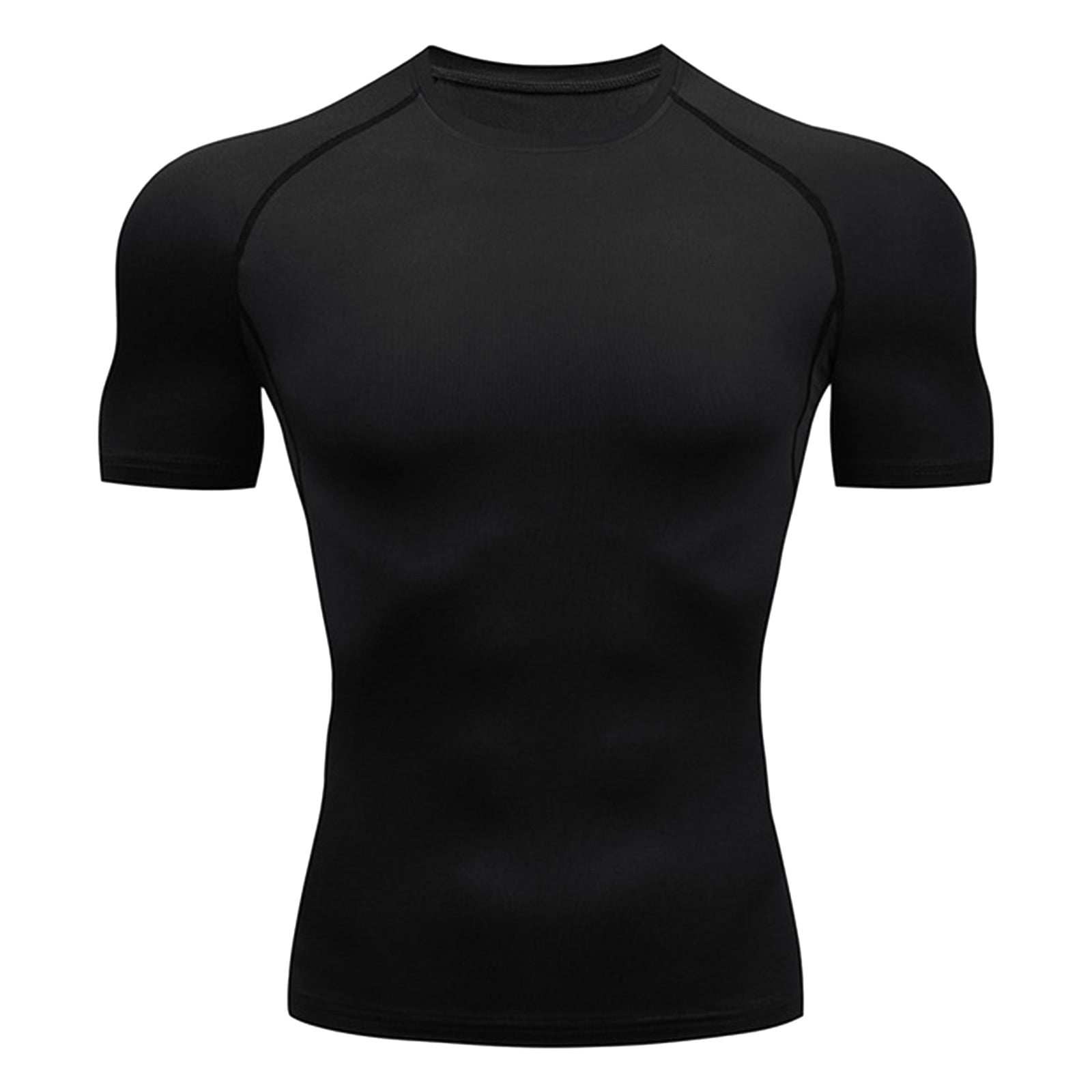 Athletic Workout Shirts for Men, Mens Summer Leisure Sports T Shirt Fashion Lapel 3D Gradient Short Sleeved Round Neck T Shirt Men Compression Shirt Men, Mens Shirts Black M