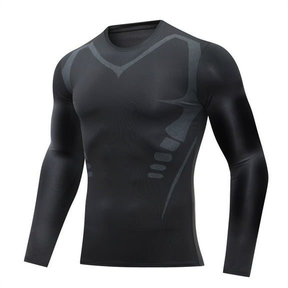 Prolriy Athletic Workout Shirts for Men Compression Shirt Men Long Sleeve Base Layer Athletic Undershirt Gear Workout T Shirt Mens Shirts Black XL