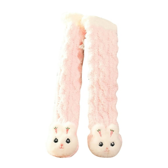 Prolriy Baby Socks Baby Stockings Autumn and Winter Cute Animal Fruit Comfort Thickened Coral Velvet Socks Knee High Socks D