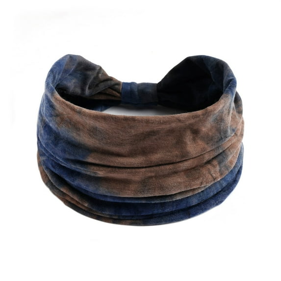 Prolriy Bandana Headbands for Women, Women Casual Tie Dye Rainbow Color Widening Yoga Hairband Sports Elastic Sweat Absorbing Headband Hair Accessories for Women Brown One Size