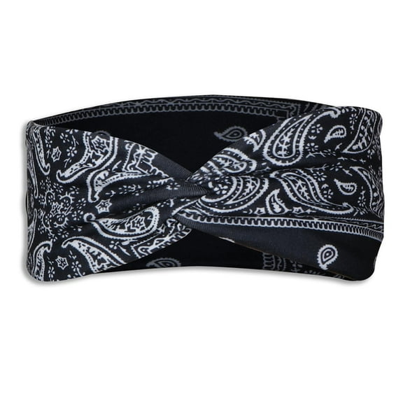 Prolriy Bandana Headbands for Women Wrap Women Headband Elastic Head Bandana Hair Print Band Headband Hair Accessories for Women Black S