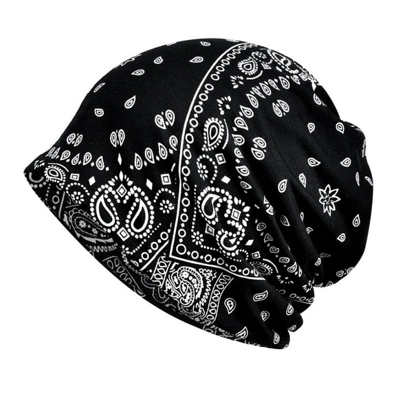 Prolriy Bandanas for Women Women&Men Printed Slouchy Knit Warm Hats Scarf Purpose Knitted Hat Ear Windproof Hat Hats for Men Women Black