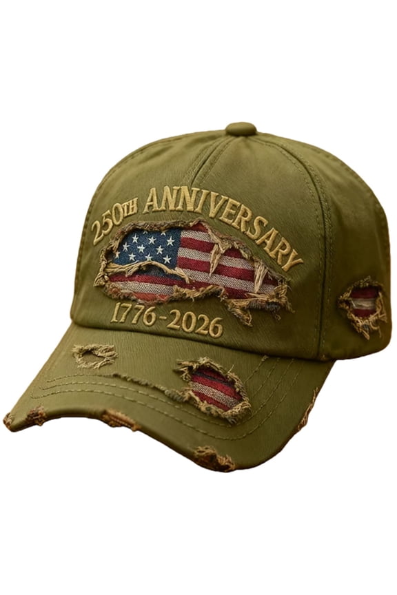 Baseball Cap, 250th US Anniversary Denim Hat, 1776–2026 Embroidered Patriotic Cap Hats for Men Green