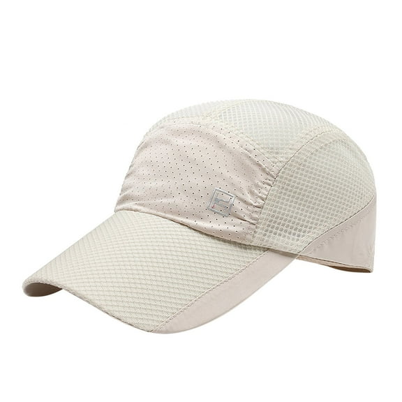 Prolriy Baseball Cap Hats for Men Women Unisex Mesh Cap Breathable Hat Work Cap Plain Sunshade Baseball Cap Mountain Climbing Outdoors Summer Cap Trucker Hat Beige