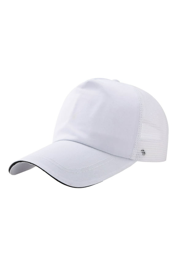 Baseball Cap Hats for Men Women Men's and Women's Summer Cotton Back Net Hat Fashion Casual Baseball Cap Trucker Hat White