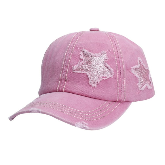 Prolriy Baseball Cap Hats for Women Sun Printing Baseball All- Hat Women's Cowboy Star Baseball Caps Trucker Hat Pink
