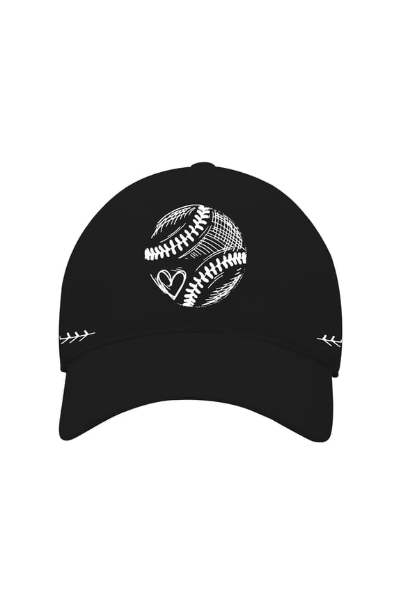 Baseball Cap, Washed Baseball Pattern with Printed Baseball Caps on Both Sides Sun Hats for Women Black