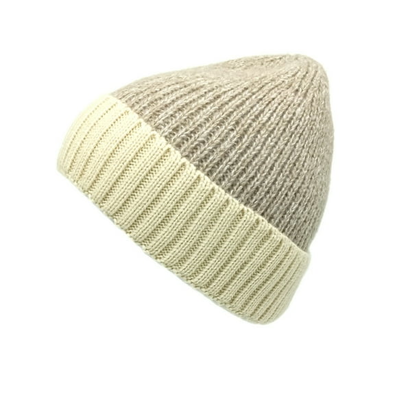 Prolriy Beanies Hats Men Color Matching Jacquard Autumn and Winter Knitted Hat Outdoor Thickened Fashion Versatile Ear Wool Hat Hats for Men Beige M