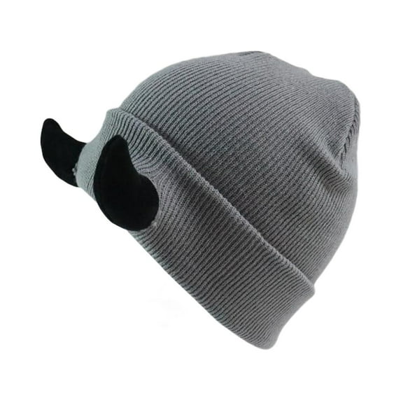 Prolriy Beanies Hats Men Devil Horns Men Hat Knitted Beanie with Horns Women Hip Hop Daemon Horns Cap for Winter Warm Ski Outdoor Hats for Men Grey