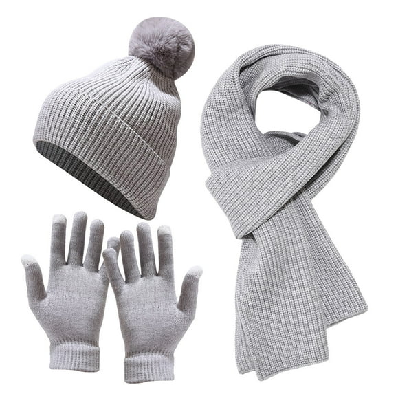 Prolriy Beanies Hats Men Hat Men Knitted Sets Winter Warm Hat Knit Windproof Adult Skiing Women Gloves Cycling Baseball Caps Wool Beanie Winter Hats for Women Grey