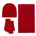 thumbnail image 1 of Prolriy Beanies Hats Men Hat Scarf Glove Set for Women Autumn Winter Warm Cute Wool Hat Scarf Gloves Three Winter Snow Knit Cap Screen Mittens Scarves Sets Scarf for Women Red, 1 of 3