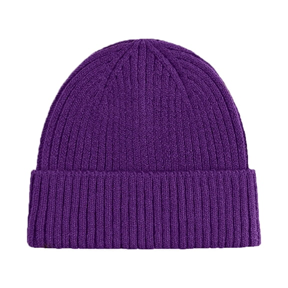 Prolriy Beanies Hats Men Hot Soft Yarn Custom Plain Cuff Knit Winter Hat Hats for Men Women Purple