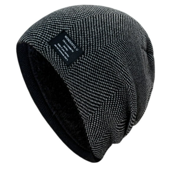 Prolriy Beanies Hats Men Men's and Women's Fleece Knitted Woolen Hats Winter Outdoor Pullover Korean Version Thick Screen Hat Winter Hats for Women Black