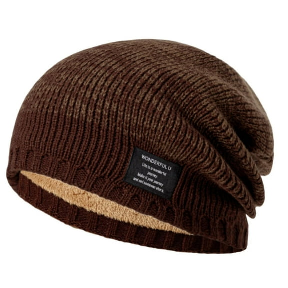 Prolriy Beanies Hats Men, Men's and Women's Woolen Knitted Hats with Thick Winter Warm Head Circumference Hats for Men Coffee One Size