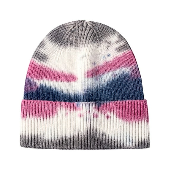 Prolriy Beanies Hats Men Tie-Dye Outdoor Woolen Knitted Printed Casual Hat Fashion Warm Unisex Hat Baseball Caps Wool Beanie Winter Hats for Women Blue
