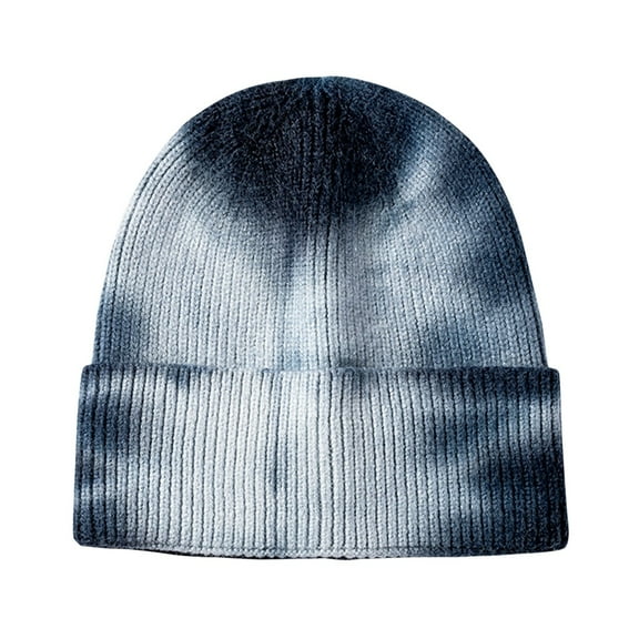 Prolriy Beanies Hats Men Tie-Dye Outdoor Woolen Knitted Printed Casual Hat Fashion Warm Unisex Hat Baseball Caps Wool Beanie Winter Hats for Women Light Blue