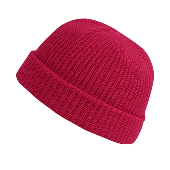 Prolriy Beanies Hats Men Unisex Fashion Warm Winter Casual Knitted Hat Solid Color All- Hat Wool Beanie Winter Hats for Women Hot Pink