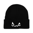 thumbnail image 1 of Prolriy Beanies Hats Men Unisex Knitted Hat Halloween Pumpkin Embroidery Funny Wool Pullover Hat Hats for Men Women Black, 1 of 2
