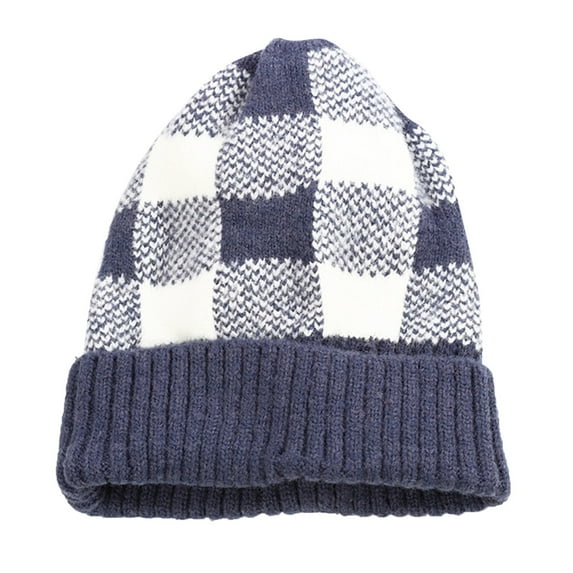 Prolriy Beanies Hats Men Winter Brush Lined Soft Warm Knit Cap Ski Sock Cuff Cap Hats for Men Navy One Size