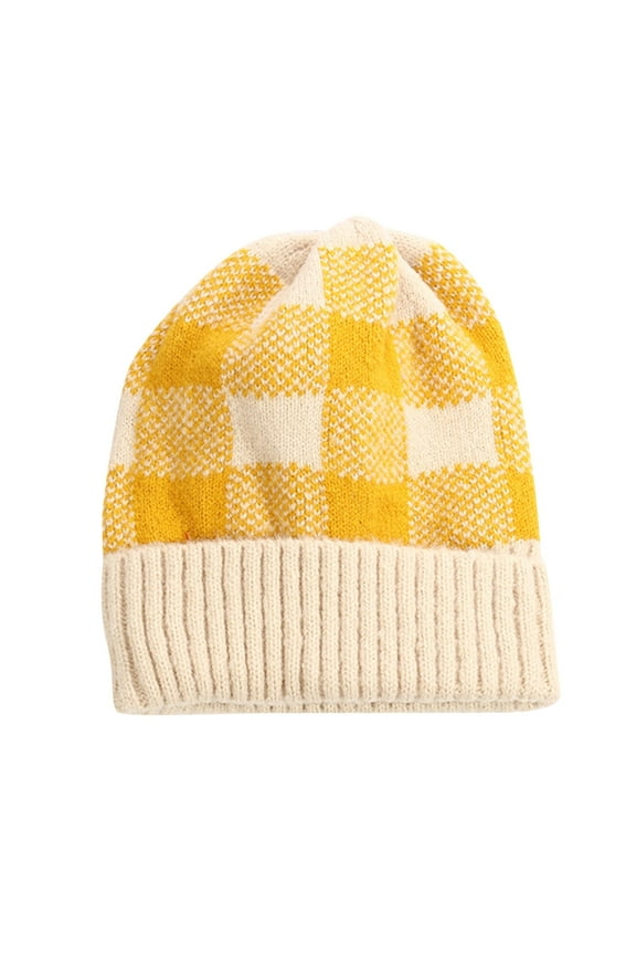 Beanies Hats Men Winter Brush Lined Soft Warm Knit Cap Ski Sock Cuff Cap Hats for Men Yellow One Size