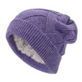 thumbnail image 1 of Prolriy Beanies Hats Men Winter Woolen Hat Womens Loose Woolen Hat Oversized Knitted Warm Winter Hat Suitable for Cold Weather One Size Hats for Men Purple, 1 of 2