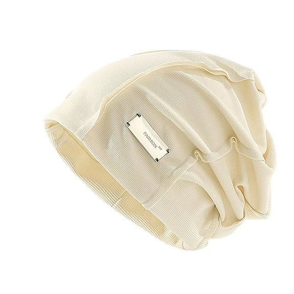 Prolriy Beanies Hats Men Women Casual Solid Splice Pile Cap Hat Pullover Cap Hats for Men Beige One Size