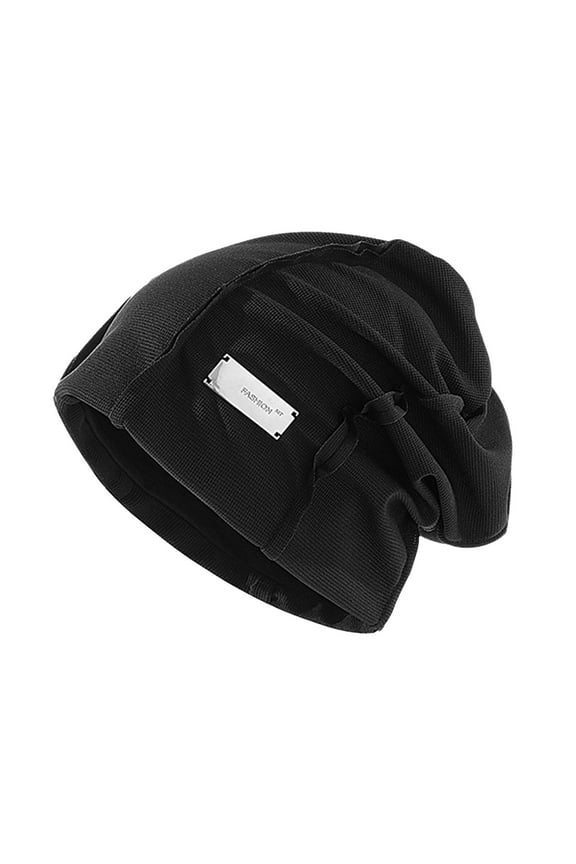 Beanies Hats Men Women Casual Solid Splice Pile Cap Hat Pullover Cap Hats for Men Black One Size