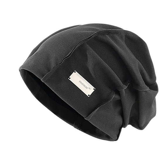 Prolriy Beanies Hats Men Women Casual Solid Splice Pile Cap Hat Pullover Cap Hats for Men Dark Gray One Size