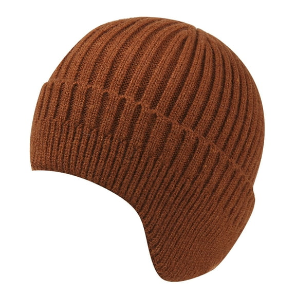 Prolriy Beanies Hats Men Women's Foldable Handmade Ear Warm Wool Cap Cotton Hat Knitted Hat Windproof Cold Sweat Hat Wool Beanie Winter Hats for Women B