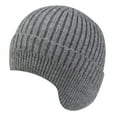 thumbnail image 1 of Prolriy Beanies Hats Men Women's Foldable Handmade Ear Warm Wool Cap Cotton Hat Knitted Hat Windproof Cold Sweat Hat Wool Beanie Winter Hats for Women Grey, 1 of 3
