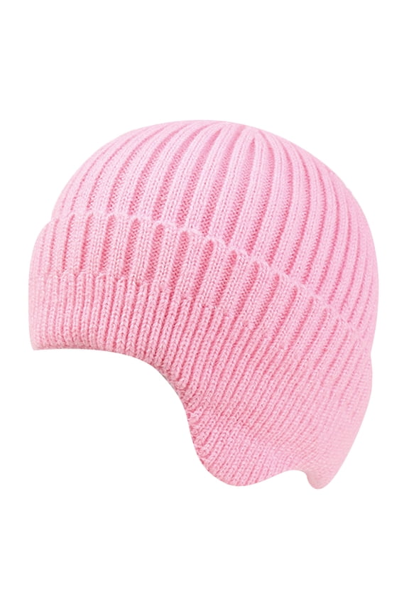 Beanies Hats Men Women's Foldable Handmade Ear Warm Wool Cap Cotton Hat Knitted Hat Windproof Cold Sweat Hat Wool Beanie Winter Hats for Women Pink