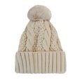 thumbnail image 1 of Prolriy Beanies Womens Hats Women's Autumn Winter Solid Color Thickened Warm Dough Thick Thread Knitting Hat with Wool Winter Hats for Women Beige, 1 of 3