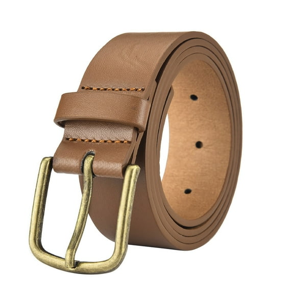 Prolriy Belt Men Denim Casual Belt Pu Alloy Belt Buckle Wide Men's Belt Jeans Belt Mens Belt Brown