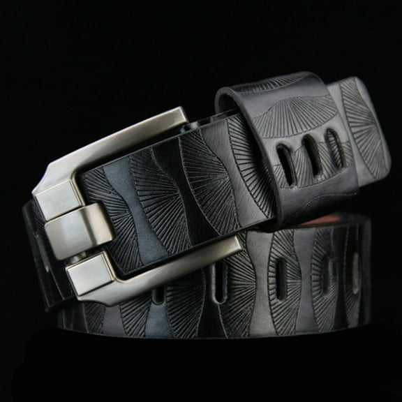 Prolriy Belt Men Fashion Mens Leather Smooth Girdle Buckle Waistband Waistband Leisure Belt Strap Mens Belt Black