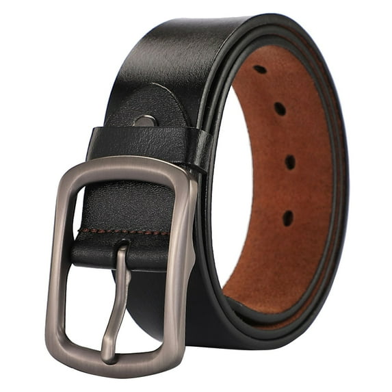 Prolriy Belt Men Leather Belt Soft Leather Needle Buckle Belt Men Cowhide Casual Vintage Pants Mens Belt Black 110