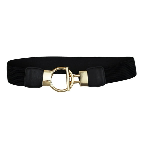 Prolriy Belts for Women, Womens Vintage Wide Elasticwaist Belt Dress Waist Sweater Coat Elastic Elastic Wide Waist Seal Flowers Shape Buckle Belt Womens Belt Black