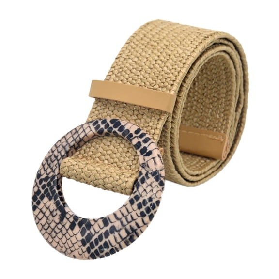 Prolriy Belts for Women Belt Woven Elastic Stretch Wide Waist Belts for Dresses with Buckle Womens Belt Khaki