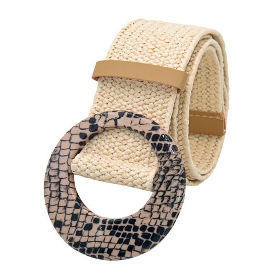 Prolriy Belts for Women Belt Woven Elastic Stretch Wide Waist Belts for Dresses with Buckle Womens Belt White