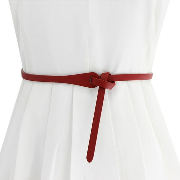 Prolriy Belts for Women Casual Retro Solid Color Tie Decorative Knot Belt Womens Belt Red