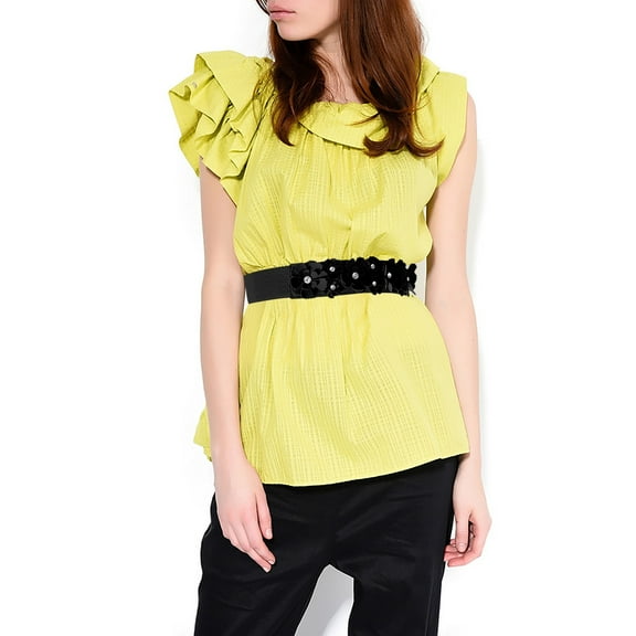 Prolriy Belts for Women Fashion Crystal Beaded Elastic Wide Belts for Daily Travel Womens Belt Black