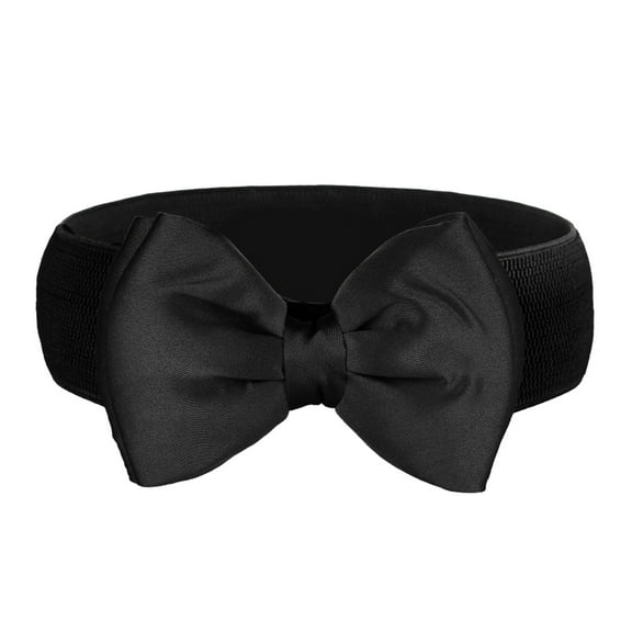Prolriy Belts for Women Ladies Elastic Stretch Chiffon Bow Belt Accessories Versatile Decorative Skirts Cloth Waistbands Womens Belt Black 62